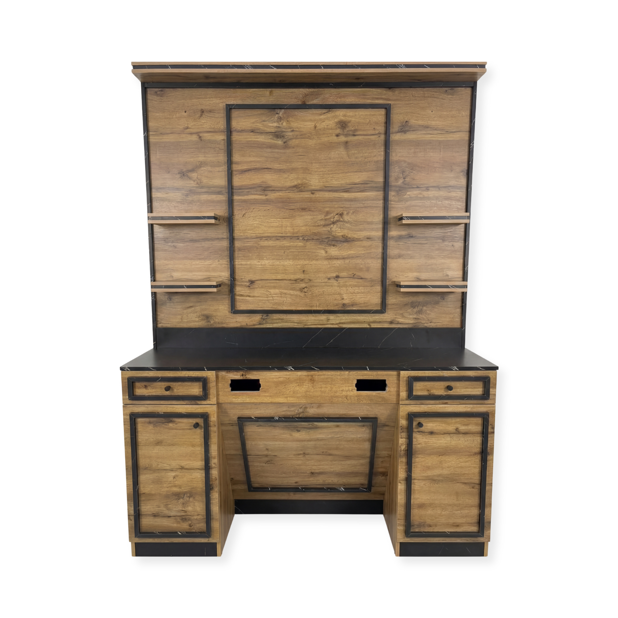 Mirror Station with Lamp Brown