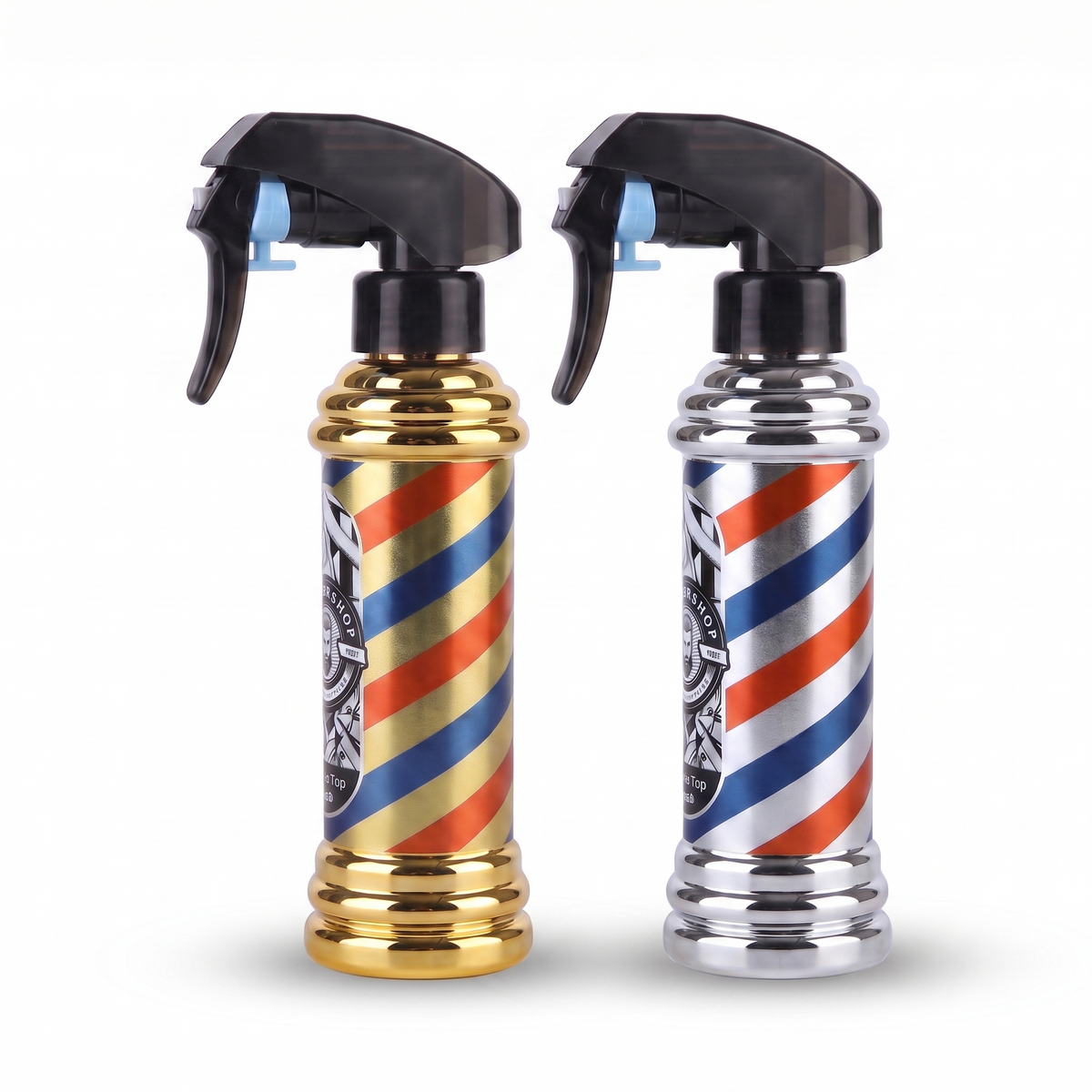 Spray Bottle Set Barberpole Gold and Silver