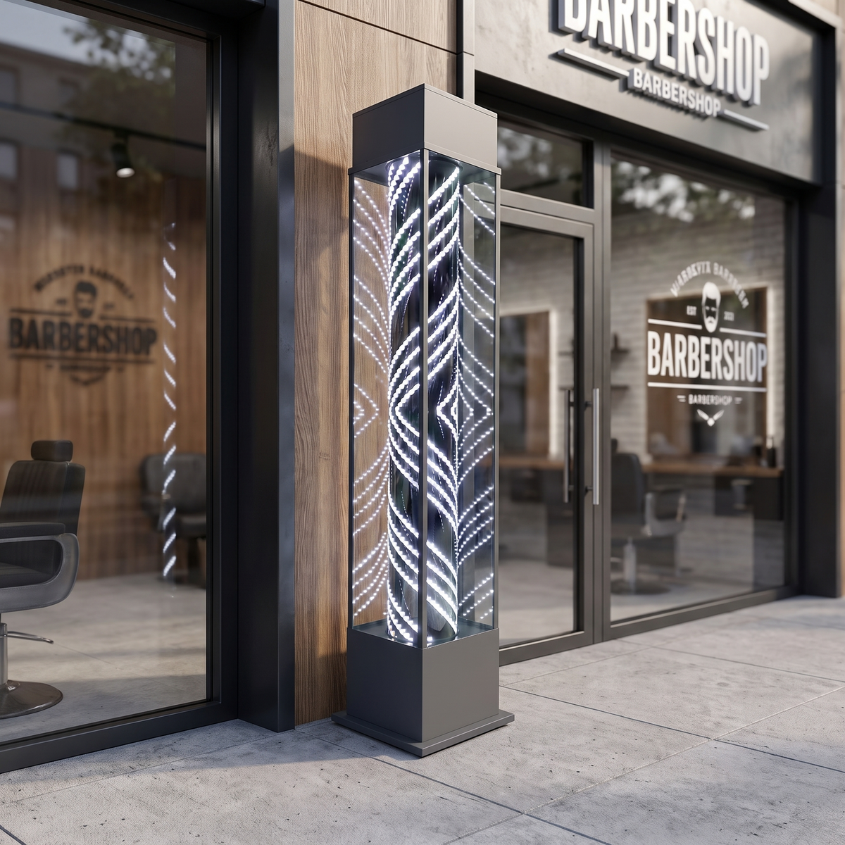 Standing Lightbox Barberpole Black