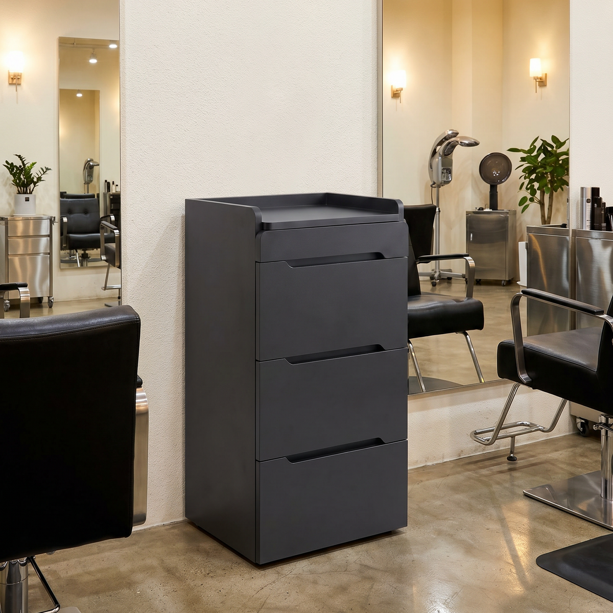 Salon Side Cabinet Crest Black