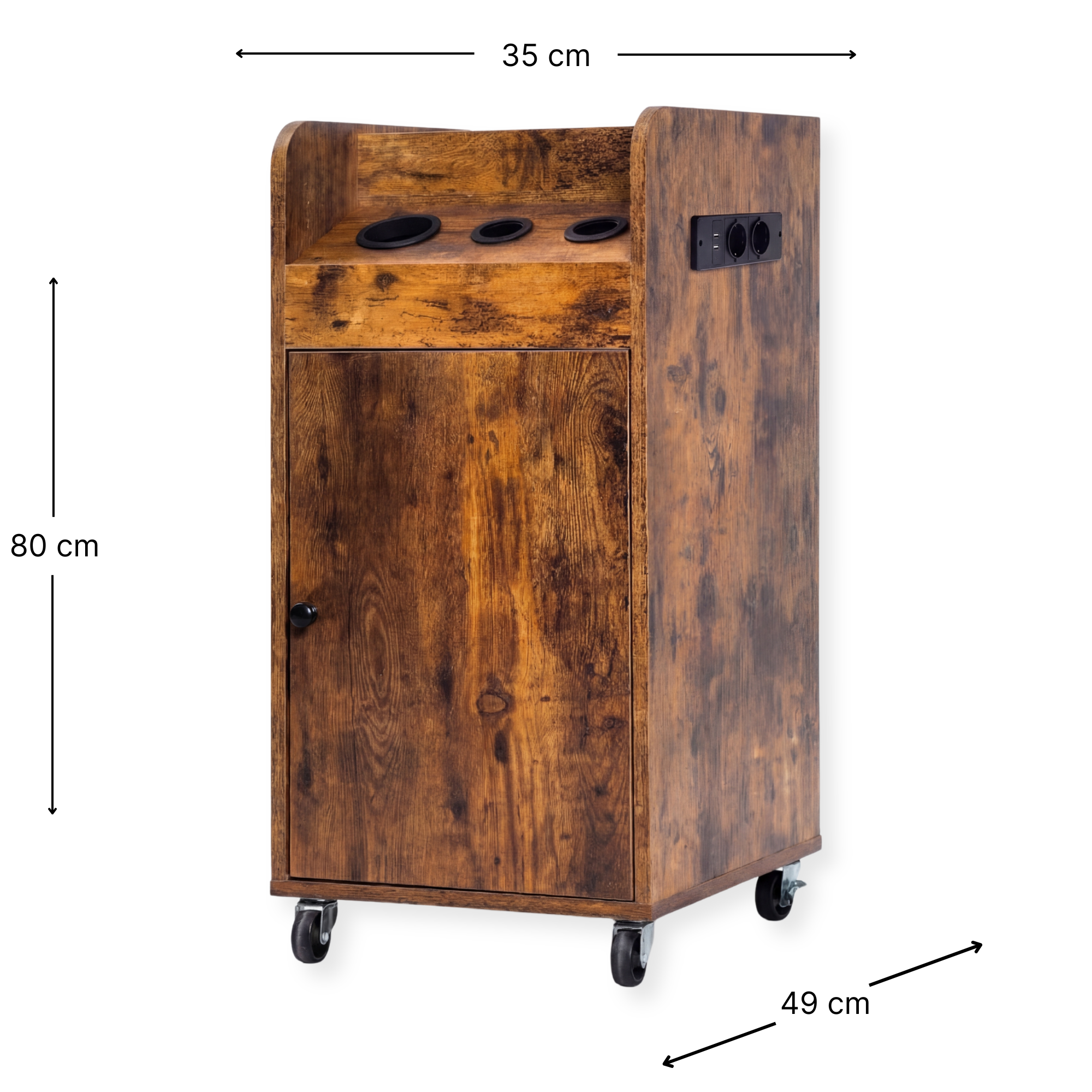 Salon Trolley with Power Outlet - London - Brown