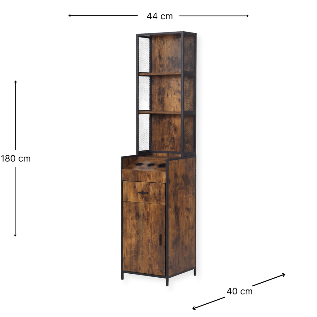 Narrow Display Cabinet - London - Brown