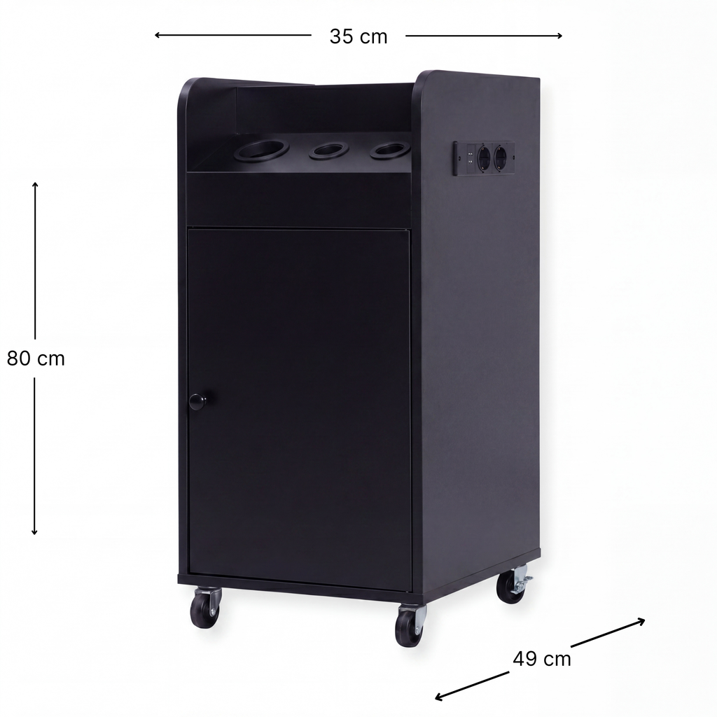 Salon Trolley with Power Outlet - London - Black