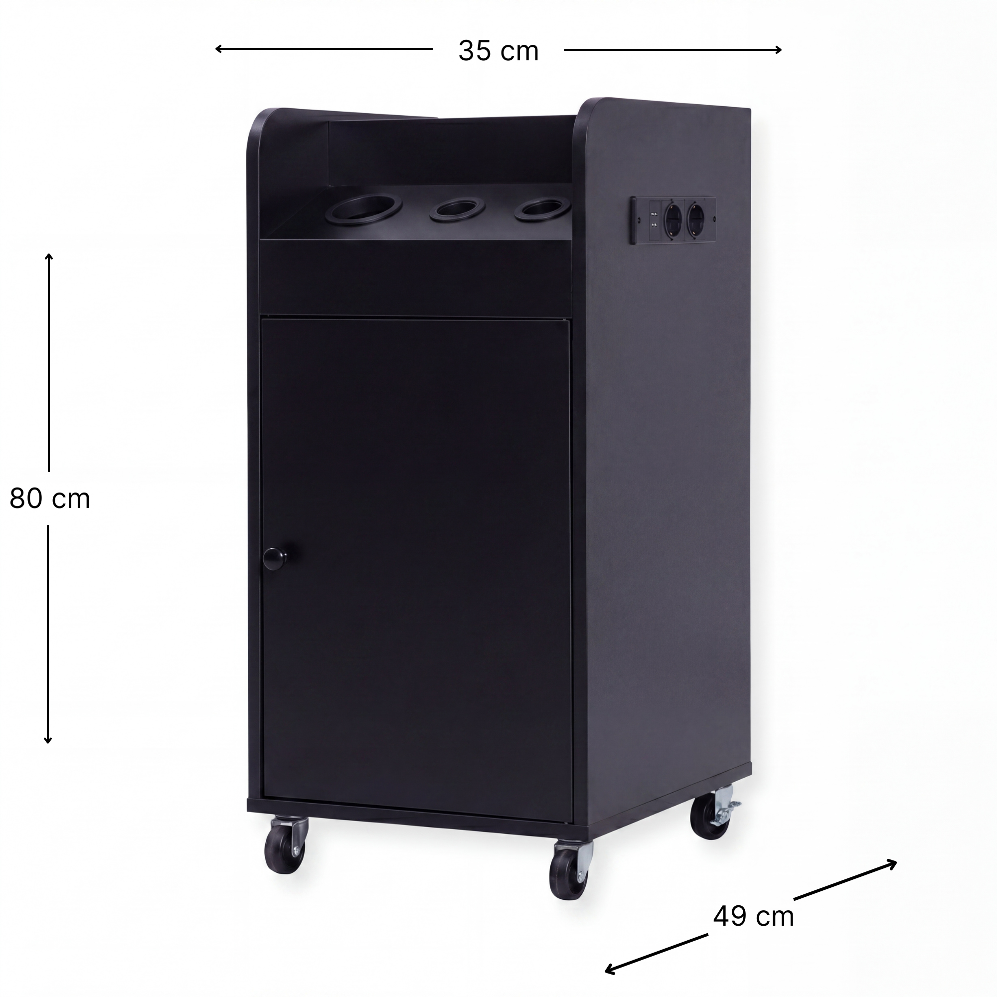 Salon Trolley with Power Outlet - London - Black