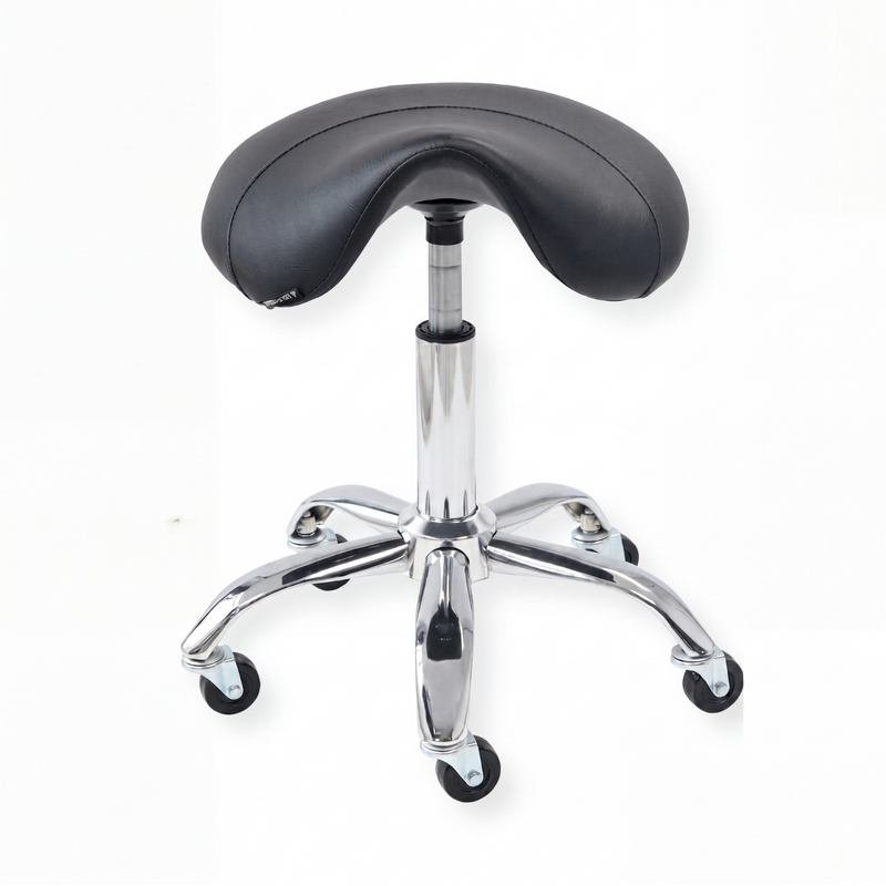 Barber Saddle Stool Silver/Black