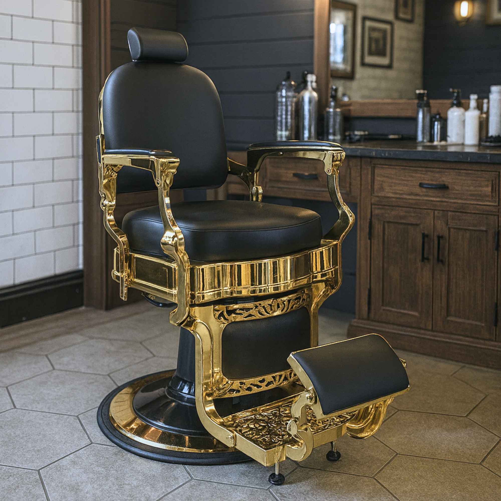 Master Barber Chair Gold Black