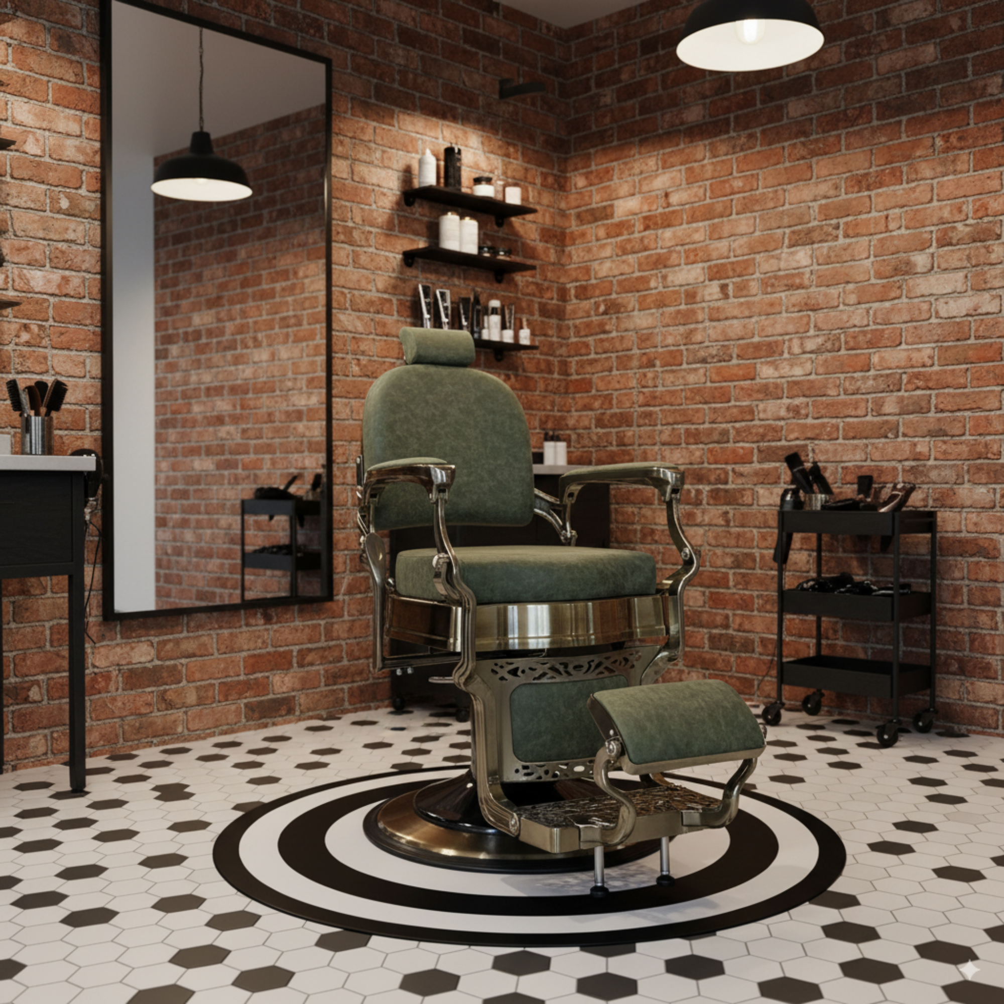 Master Barber Chair Bronze Green