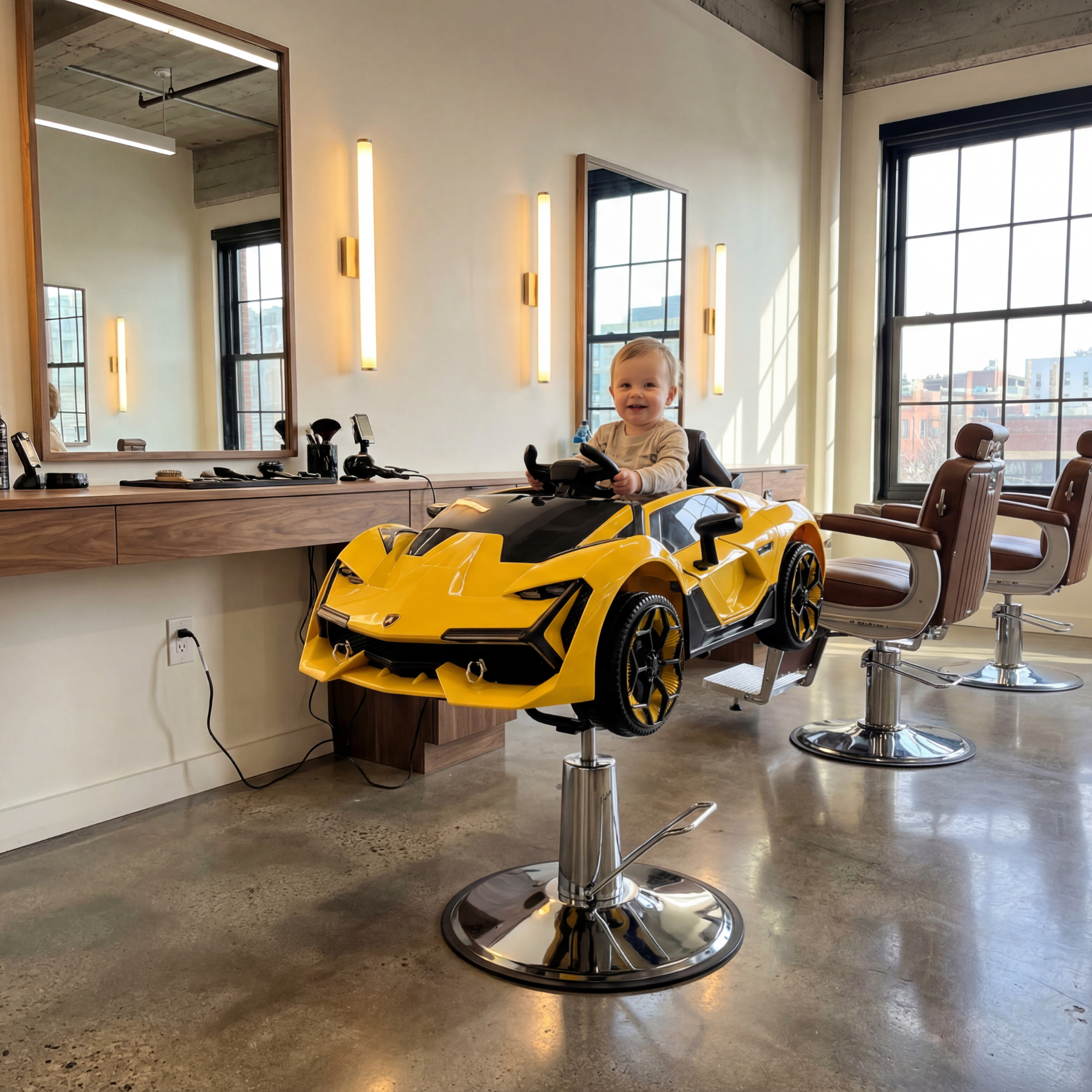 Barberchair Kids Lamborghini Yellow