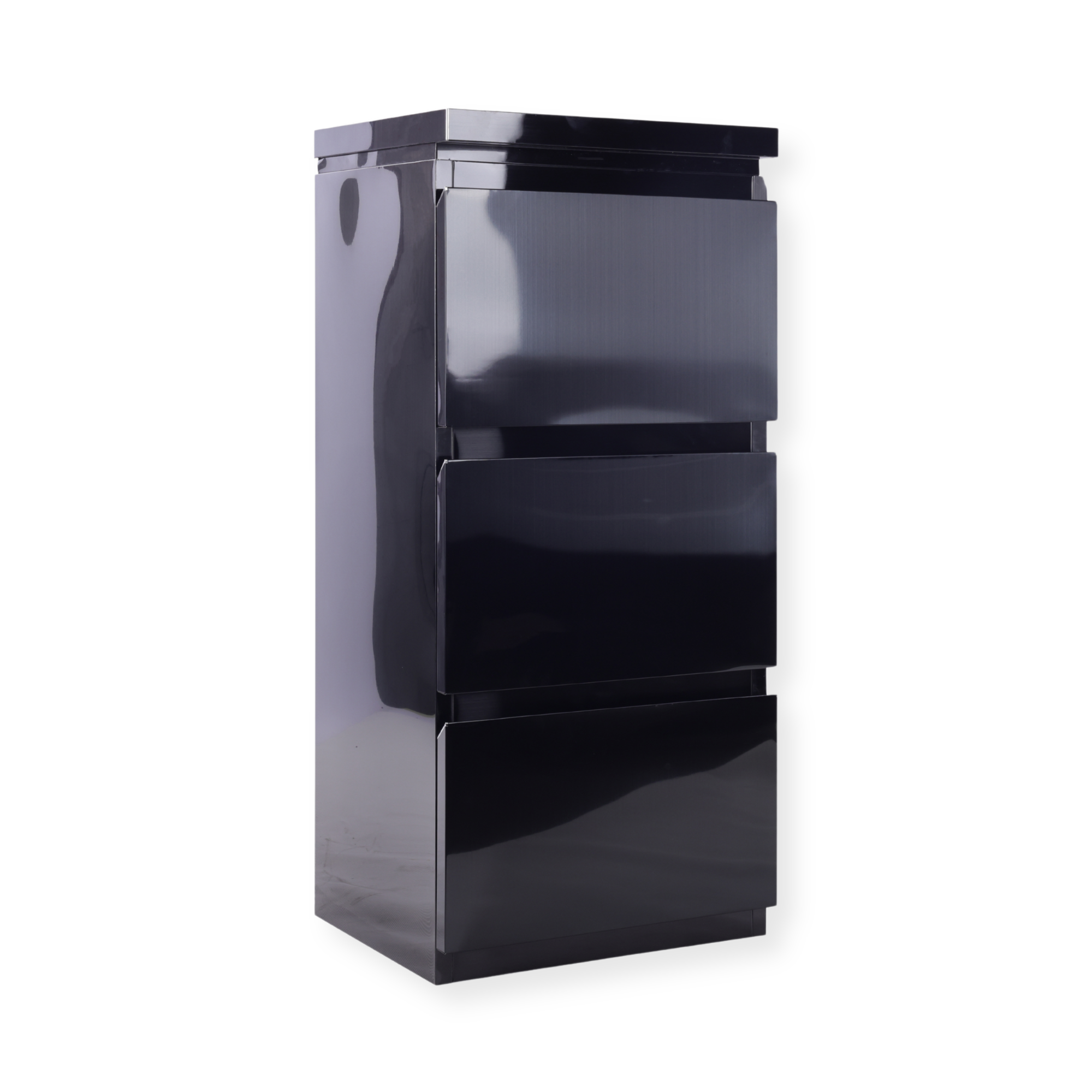 Metal Barbershop Side Table with 3 Drawers - Lira - Black