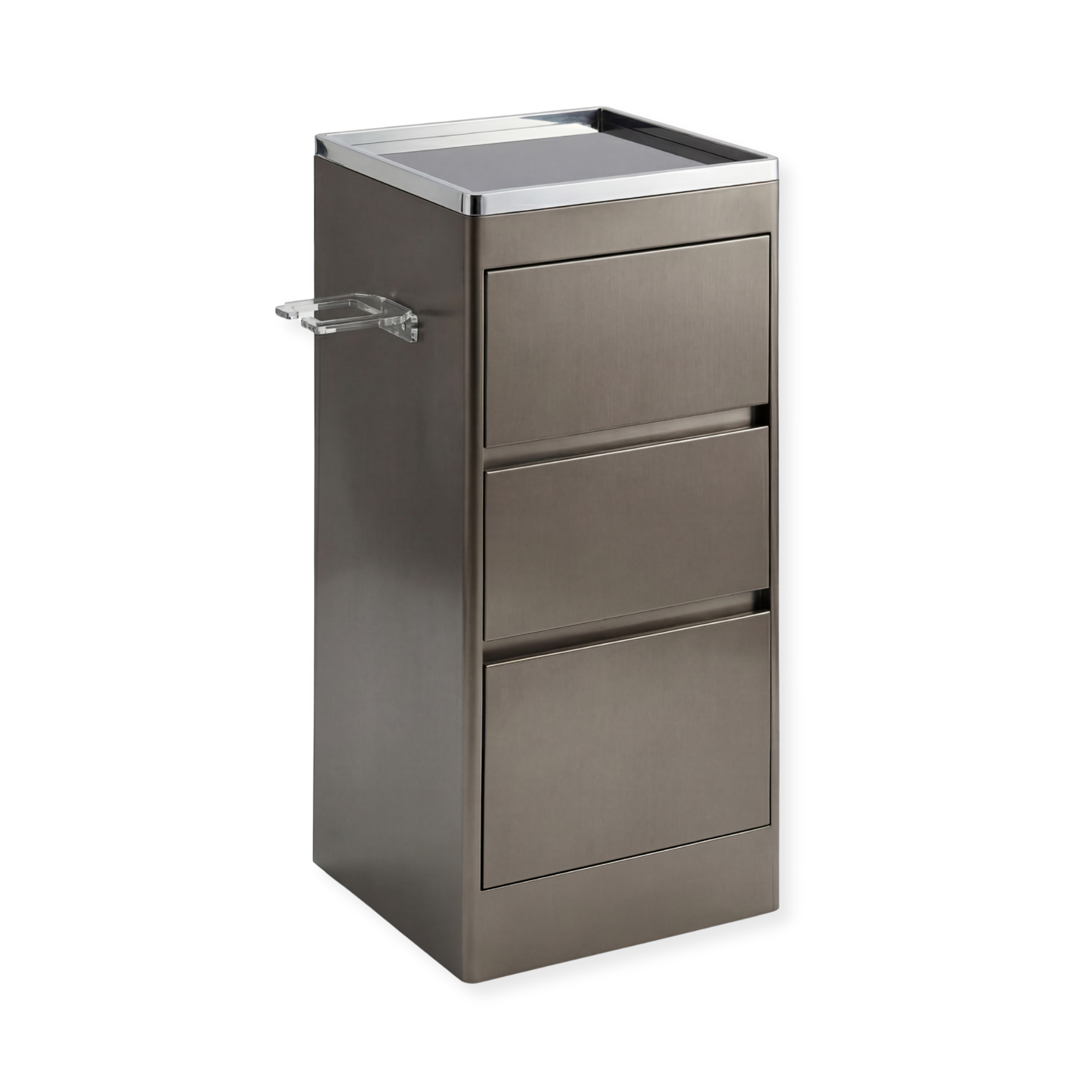 Metal Barbershop Side Table with 3 Drawers - Lira - Silver
