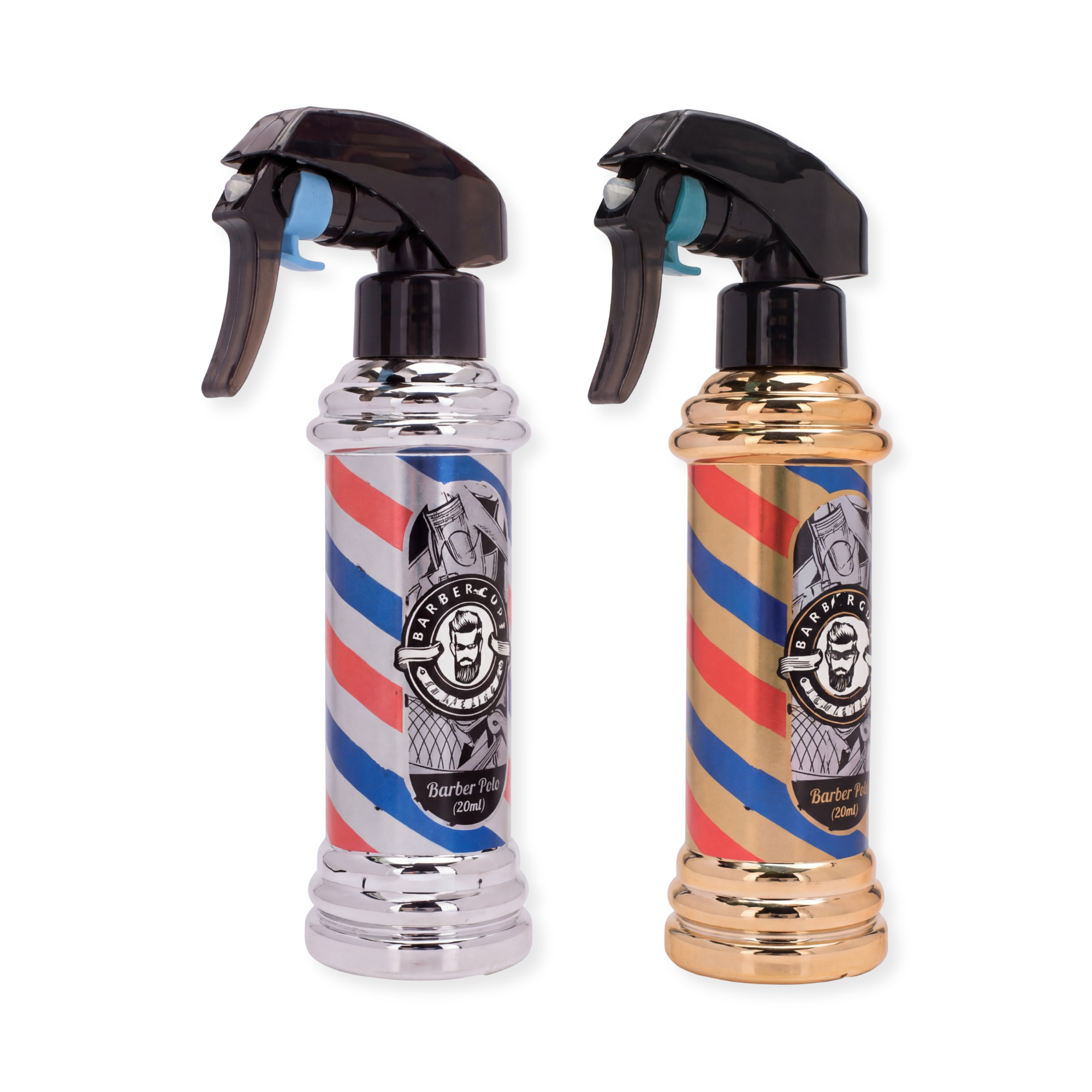 Spray Bottle Set Barberpole Gold and Silver