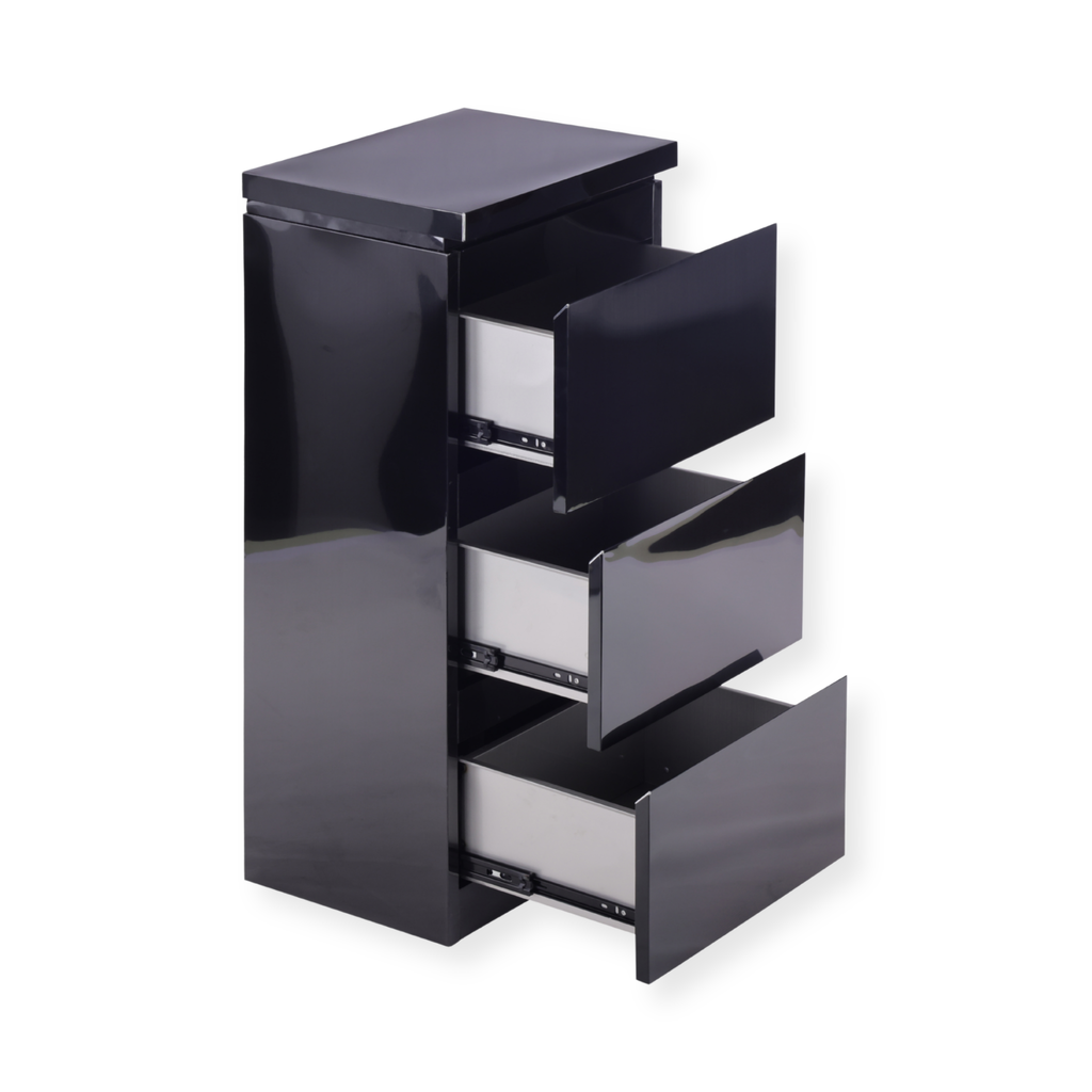 Metal Barbershop Side Table with 3 Drawers - Lira - Black