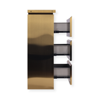 Metal Barbershop Side Table with 3 Drawers - Lira - Gold