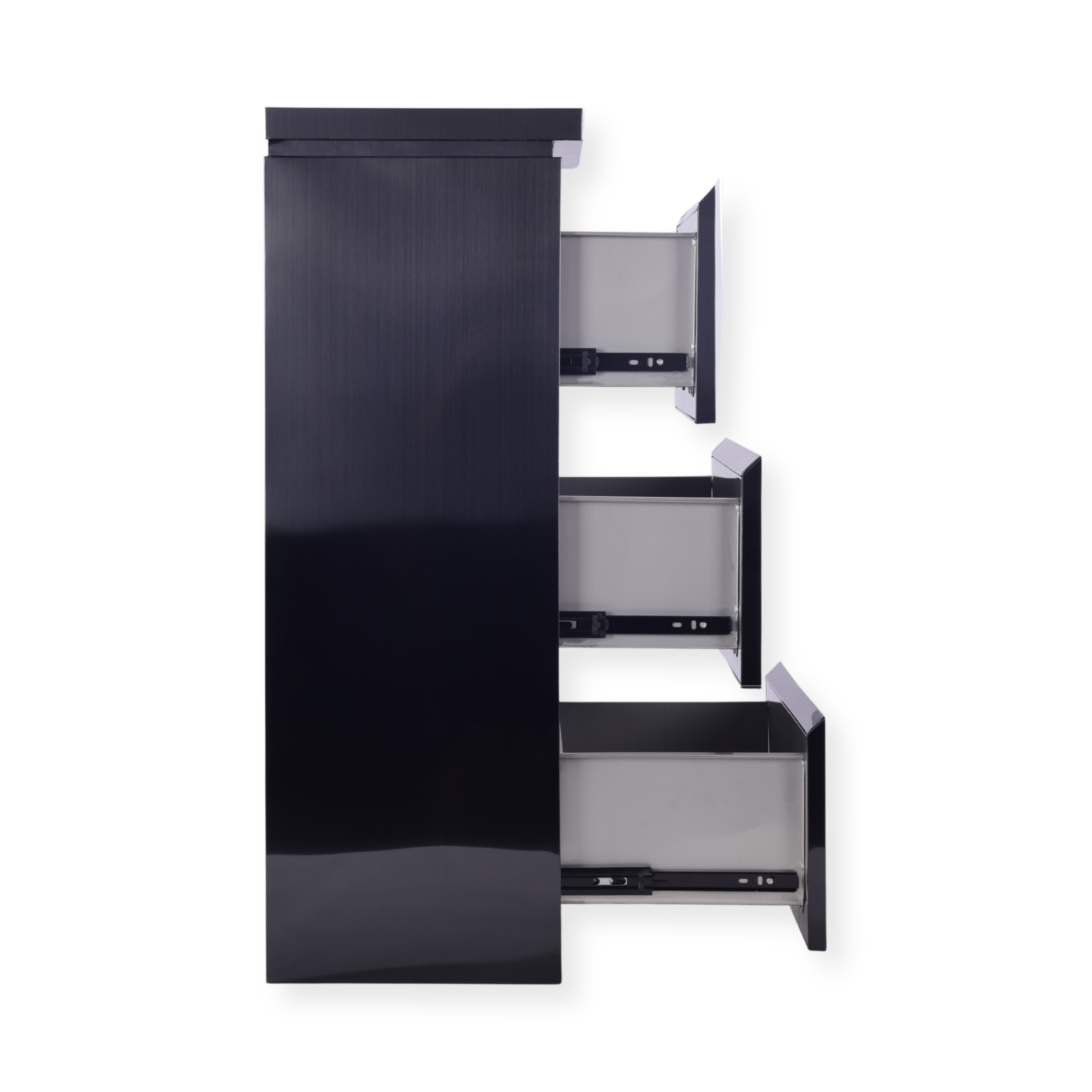 Metal Barbershop Side Table with 3 Drawers - Lira - Black