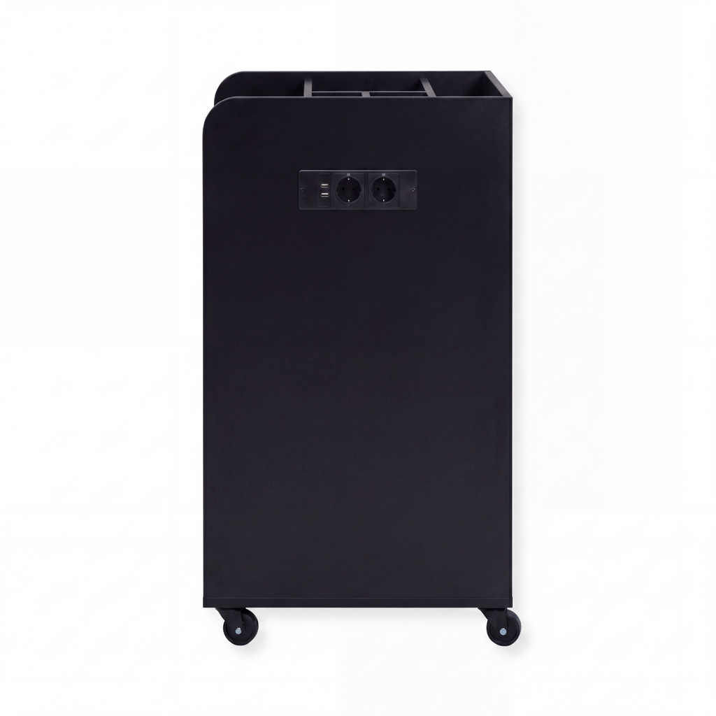 Salon Trolley with Power Outlet - London - Black