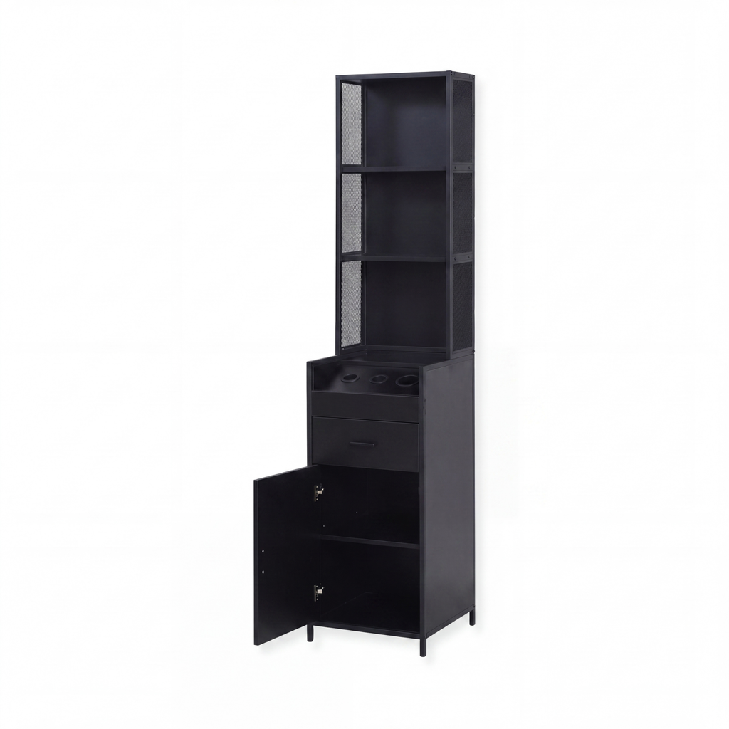 Narrow Display Cabinet  - London - Black
