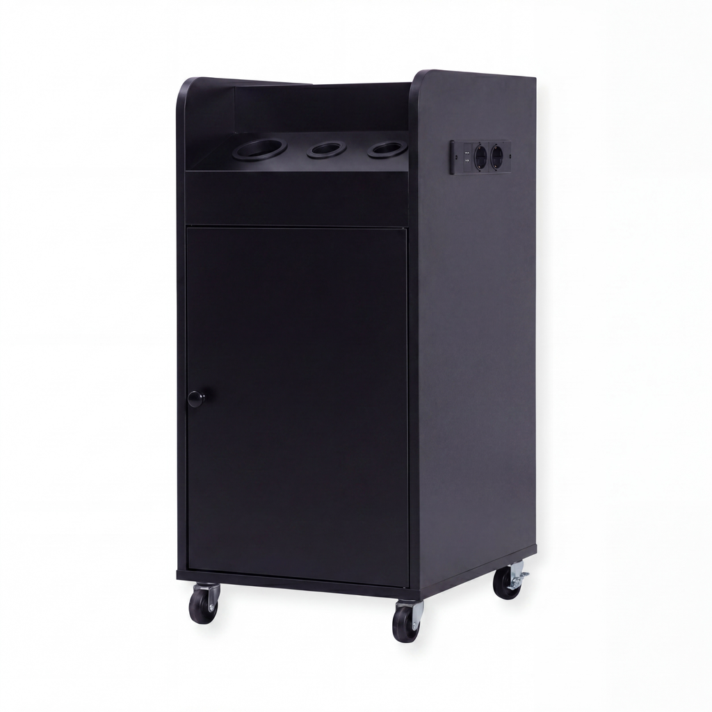 Salon Trolley with Power Outlet - London - Black
