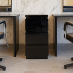 Metal Barbershop Side Table with 3 Drawers - Lira - Black