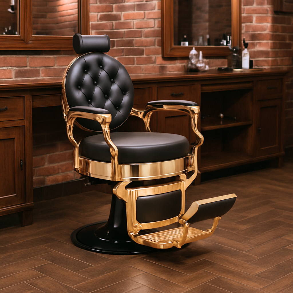 Legend Barber Chair Gold Black