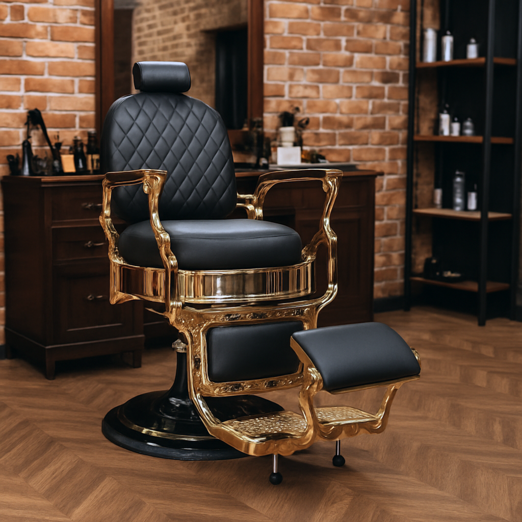 Master Barber Chair Gold Black Round