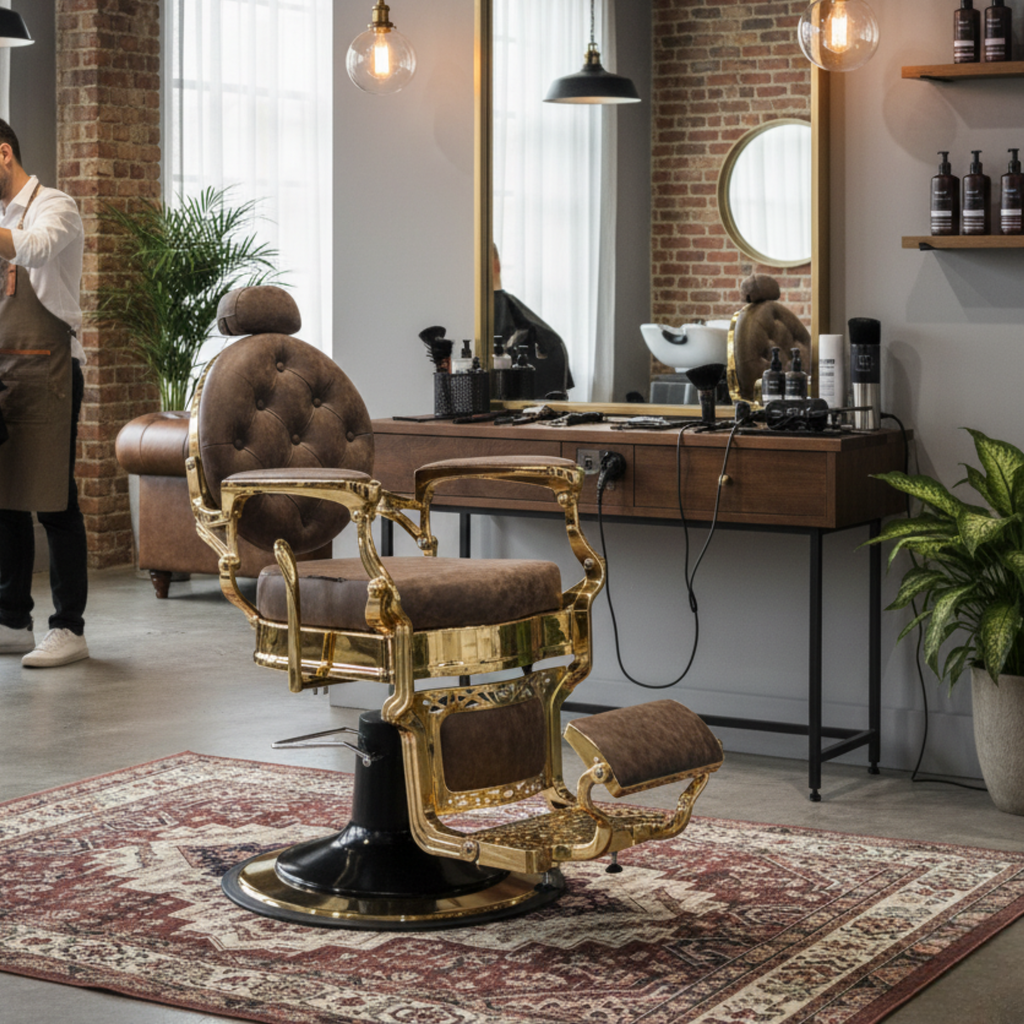 Barberchair Senior - Gold/Brown