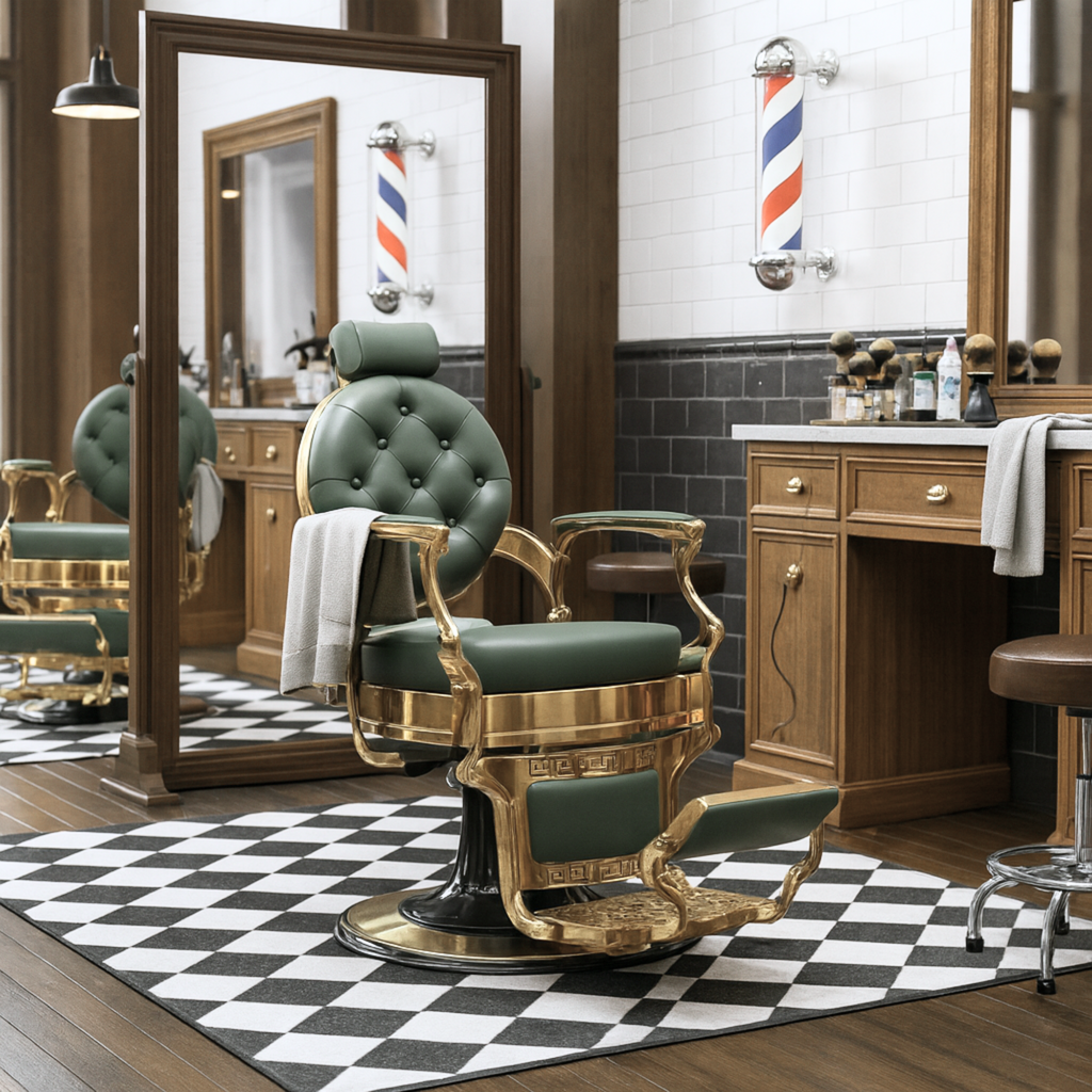 Legend Barber Chair Gold Green