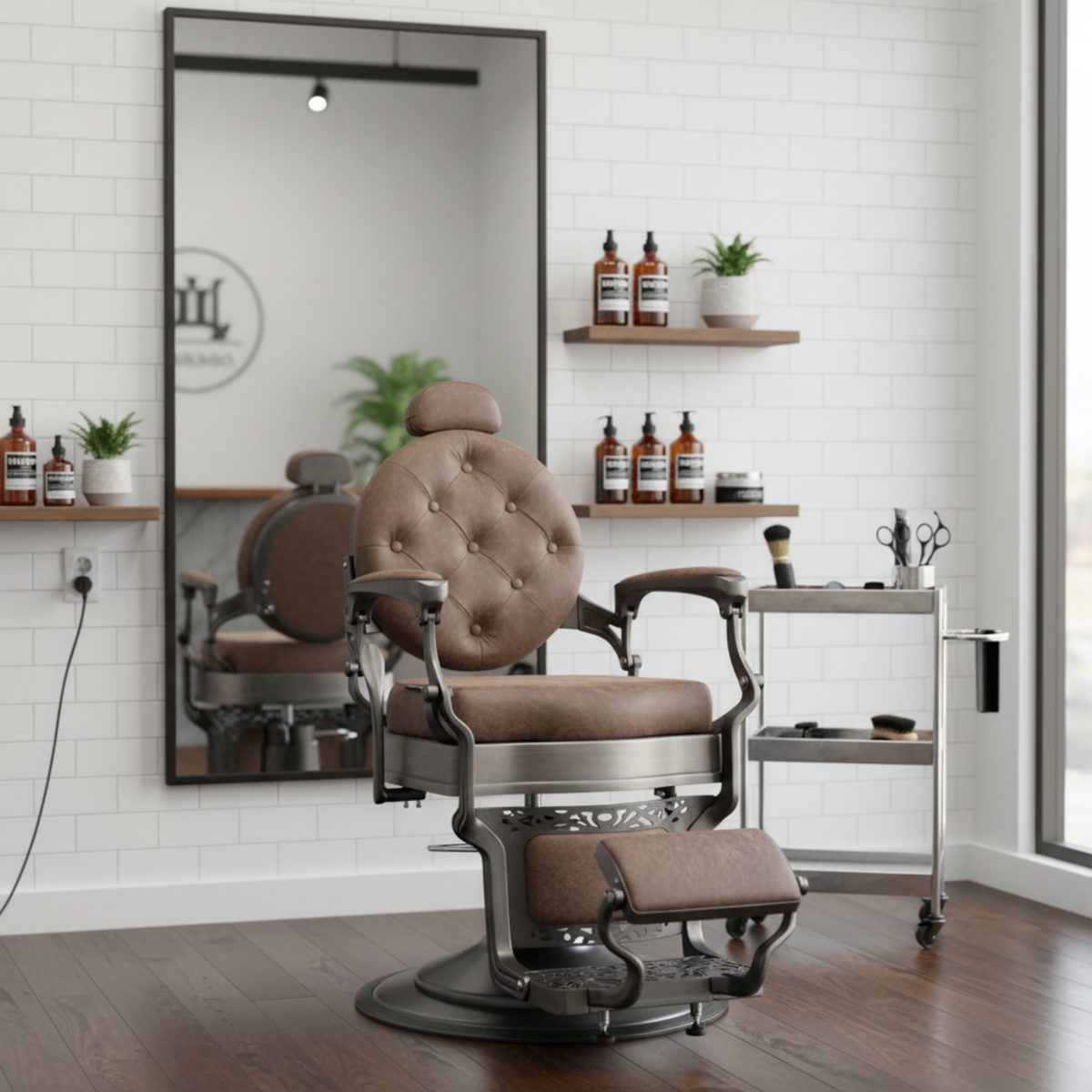 Barber Chair Senior - Grey/Brown