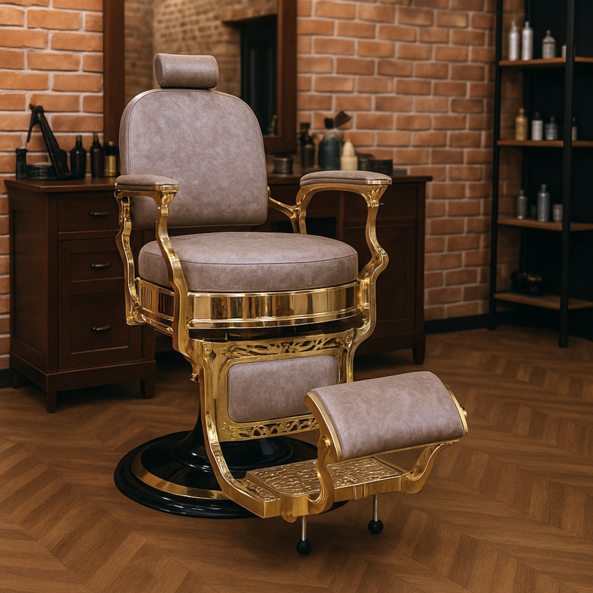 Master Barber Chair Gold Brown