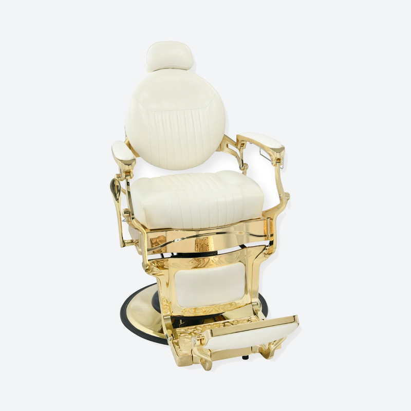 DeltaPro - Barber Chair - DBC006 - Monarch - White/Gold