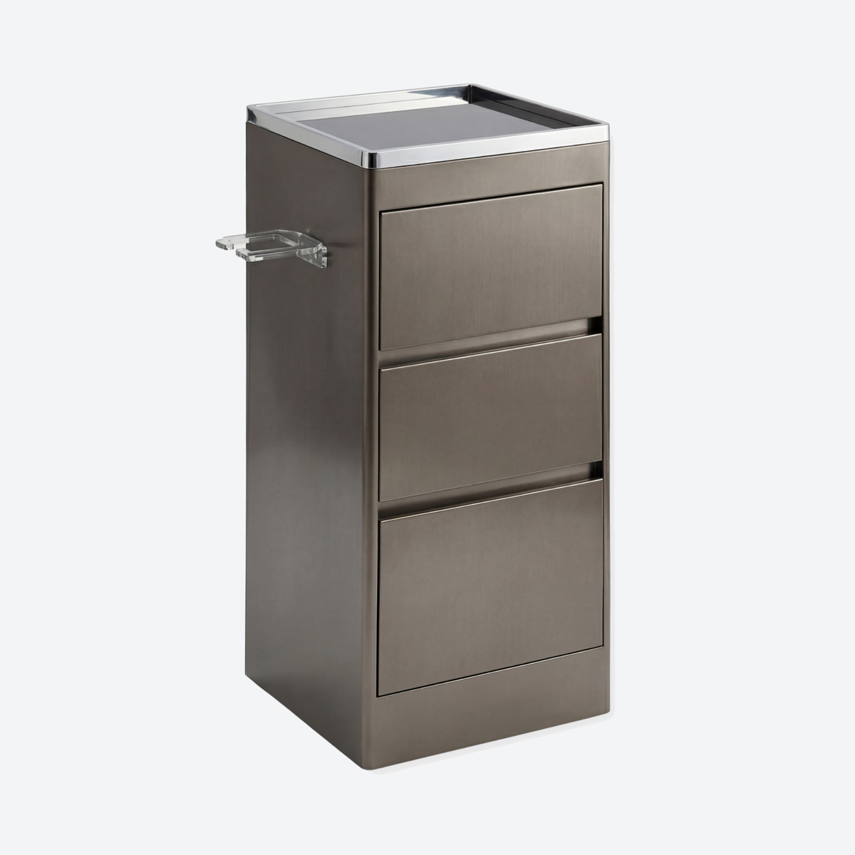 Metal Barbershop Side Table with 3 Drawers - Lira - Silver