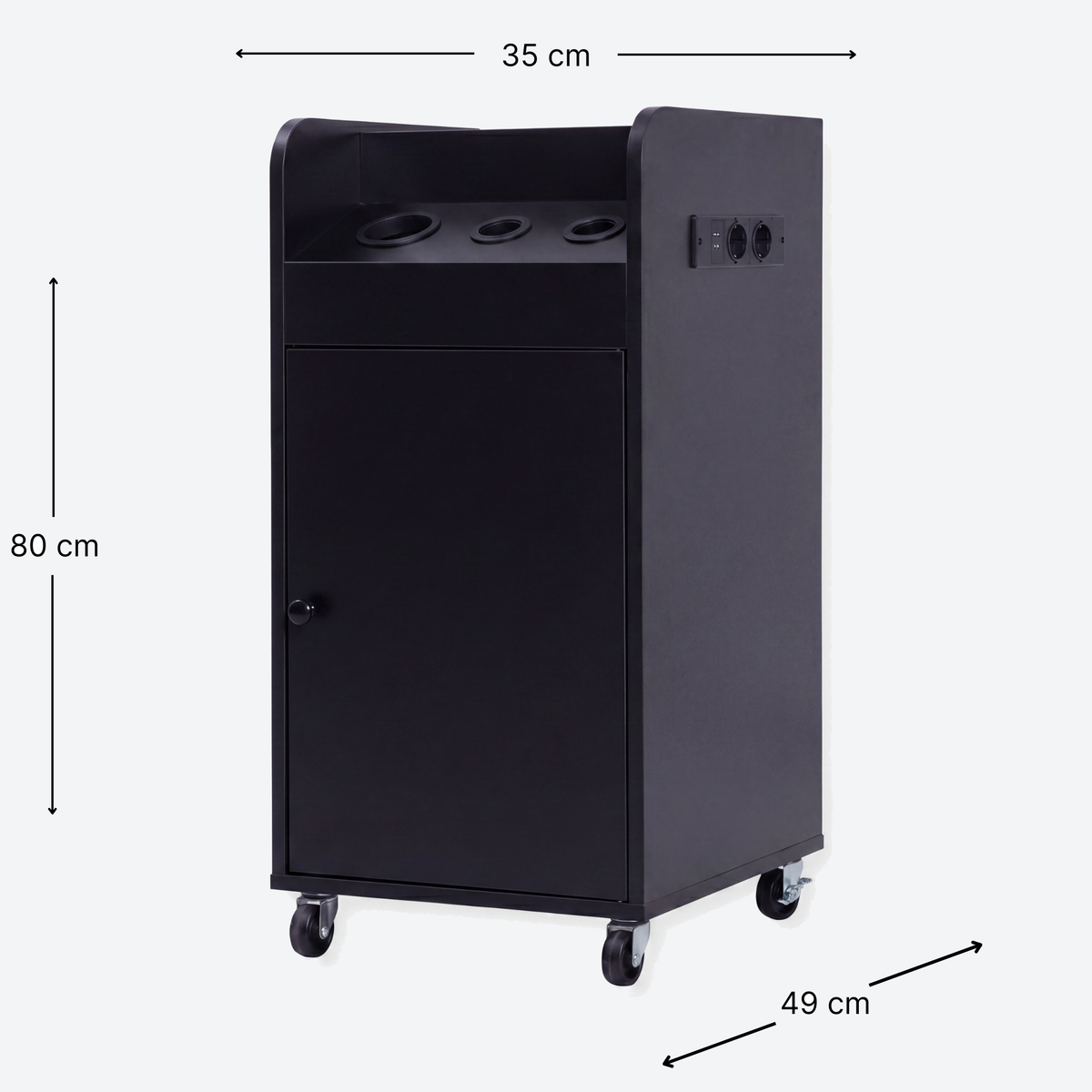 Salon Trolley with Power Outlet - London - Black