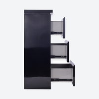 Metal Barbershop Side Table with 3 Drawers - Lira - Black
